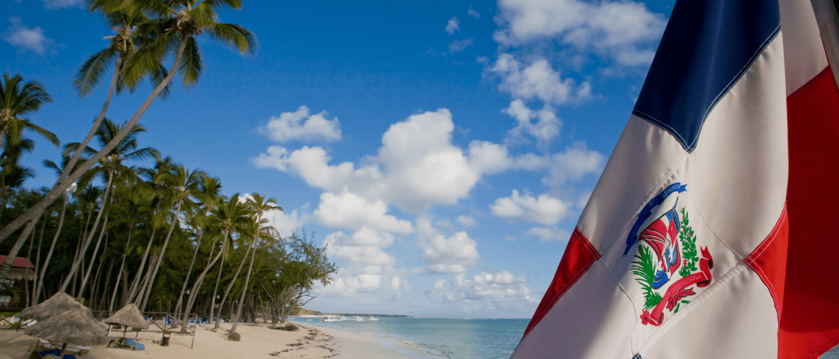 Dominican Republic flag and beach