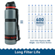 Extra Large Water Purifier Bottle 33.8 fl oz /1L- Family Bundle filter water bottle - Water to Go