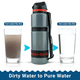 Extra Large Water Purifier Bottle 33.8 fl oz /1L- Family Bundle filter water bottle - Water to Go