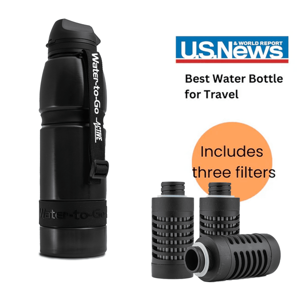 Extra Large Water Purifier Bottle 33.8 fl oz /1L- Value Bundle filter water bottle - Water to Go
