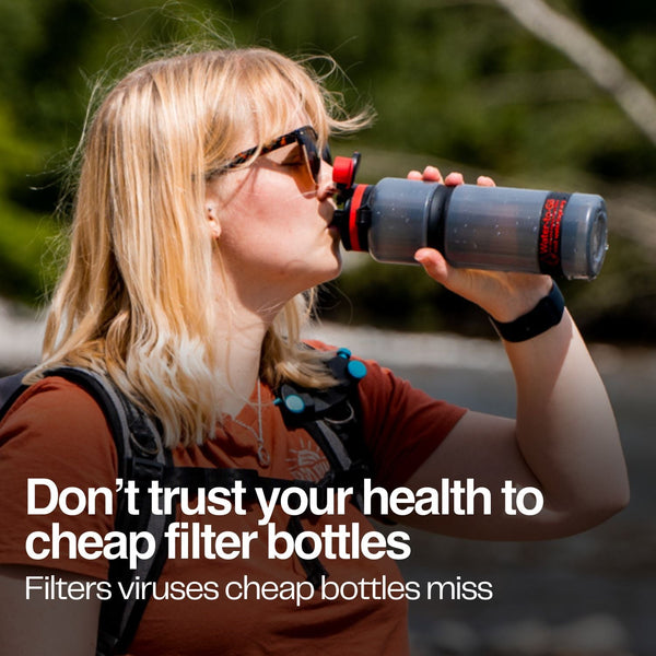 Large Water Purifier Bottle (25oz / 75cl) - Couples Value Bundle (Black) filter water bottle - Water to Go