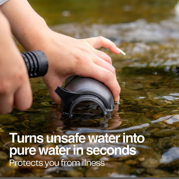 Large Water Purifier Bottle (25oz / 75cl) - Couples Value Bundle (Black) filter water bottle - Water to Go
