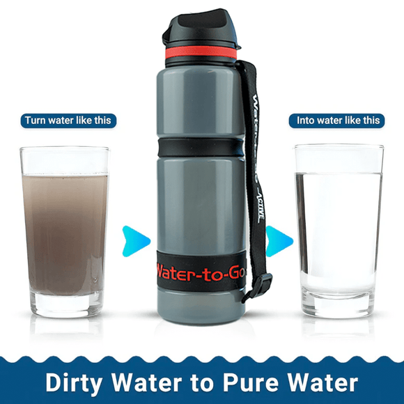 Large Water Purifier Bottle (26oz / 75cl) - Couples Value Bundle (Black) filter water bottle - Water to Go