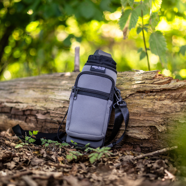 Ultimate Bottle Bag ‘Neoprene’ - Gray filter water bottle - Water to Go